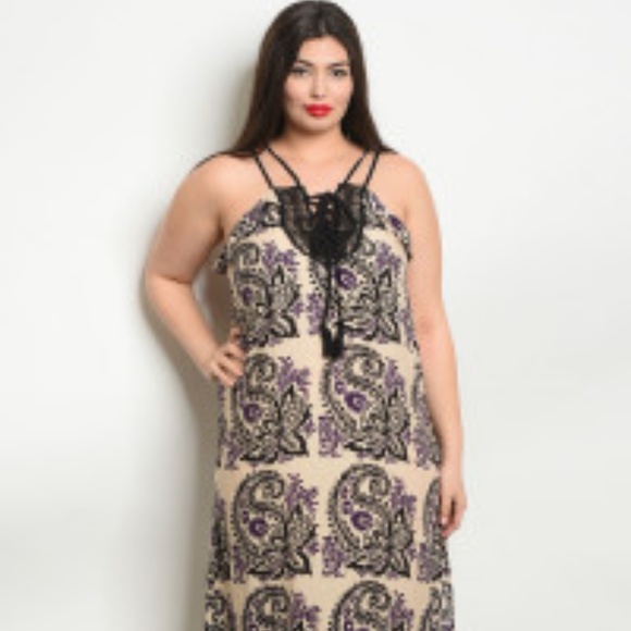 Signature8 Dresses & Skirts - Signature8 CREAM BLACK PRINT PLUS SIZE DRESS